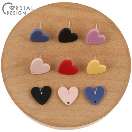 Cordial Design 100Pcs 14*15MM Acrylic Earrings Stud/Heart Shape/Jewelry Findings & Components/Hand Made/Heart Shape/DIY #193228 1