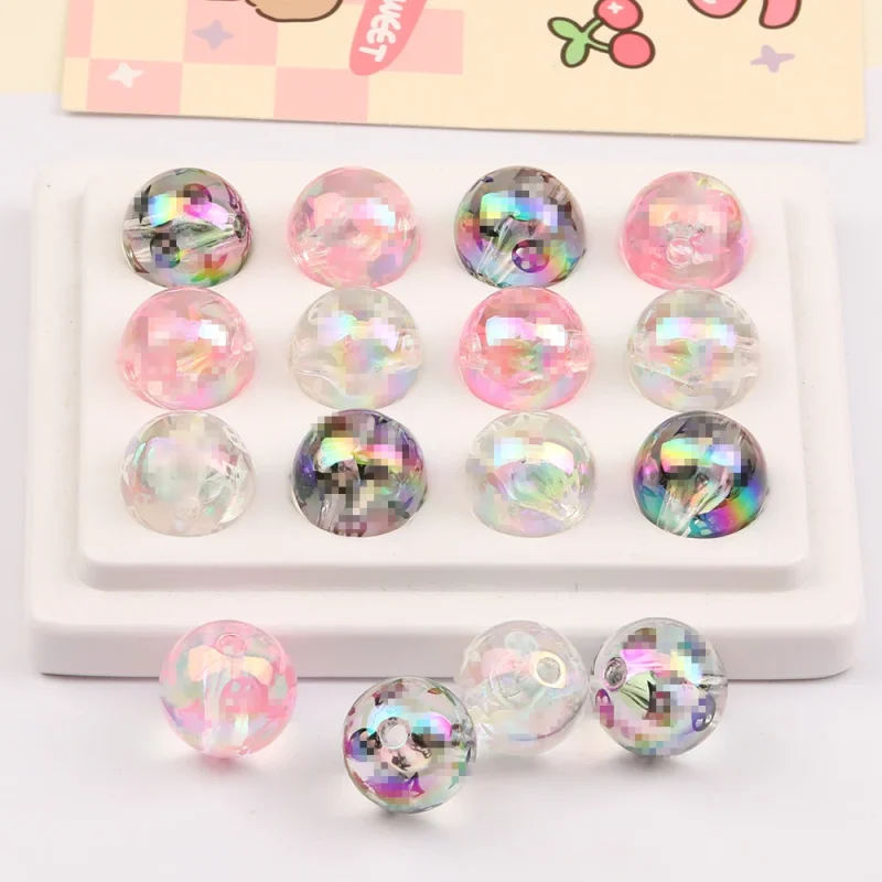 Cordial Design 100Pcs 16*16MM Acrylic Bead/Hand Made/Jewelry Accessories/Aurora Printing Effect/Round Shape/DIY Beads #16842 1