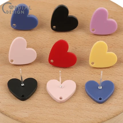 Cordial Design 100Pcs 14*15MM Acrylic Earrings Stud/Heart Shape/Jewelry Findings & Components/Hand Made/Heart Shape/DIY #193228 2