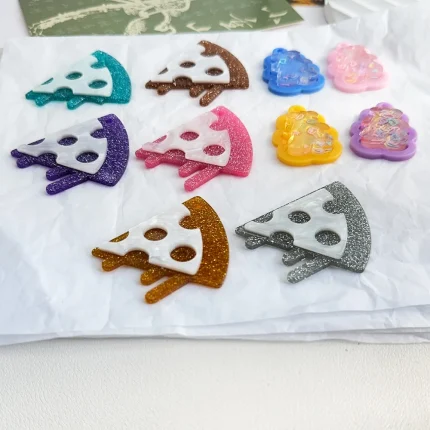 Cordial Design 50Pcs DIY Acrylic Charms/Hand Made/Pendant For Hand Bag/Jewelry Findings & Components/Bear Pizza Shape #193613 2