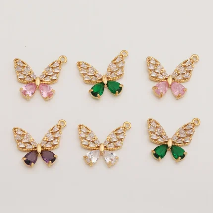 Cordial Design 50Pcs 19*22MM CZ Rhinestone Pendant For Earrings/Hand Made/Jewelry Accessories/Butterfly Shape/Charms #193701 1