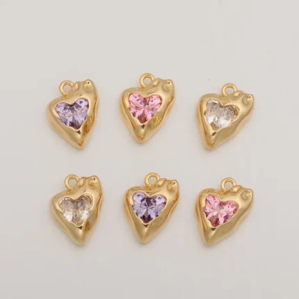 Cordial Design 40Pcs 14*17MM DIY Earrings Accessories/Hand Made/Heart Shape/Jewelry Findings & Components/CZ Charms #193679 1