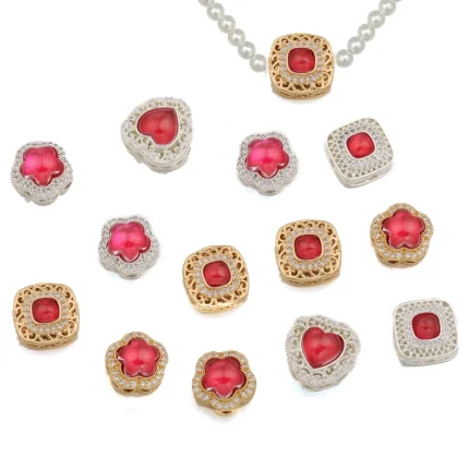 Cordial Design 20Pcs Copper Beads/Hand Made/Rhinestone Effect/Square Heart Flower Shape/Jewelry Findings & Components #193681 1