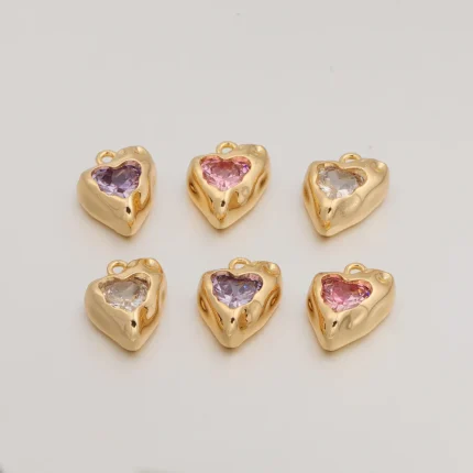 Cordial Design 40Pcs 14*17MM DIY Earrings Accessories/Hand Made/Heart Shape/Jewelry Findings & Components/CZ Charms #193679 2