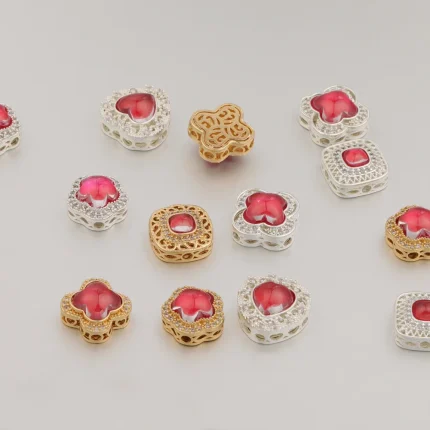 Cordial Design 20Pcs Copper Beads/Hand Made/Rhinestone Effect/Square Heart Flower Shape/Jewelry Findings & Components #193681 2